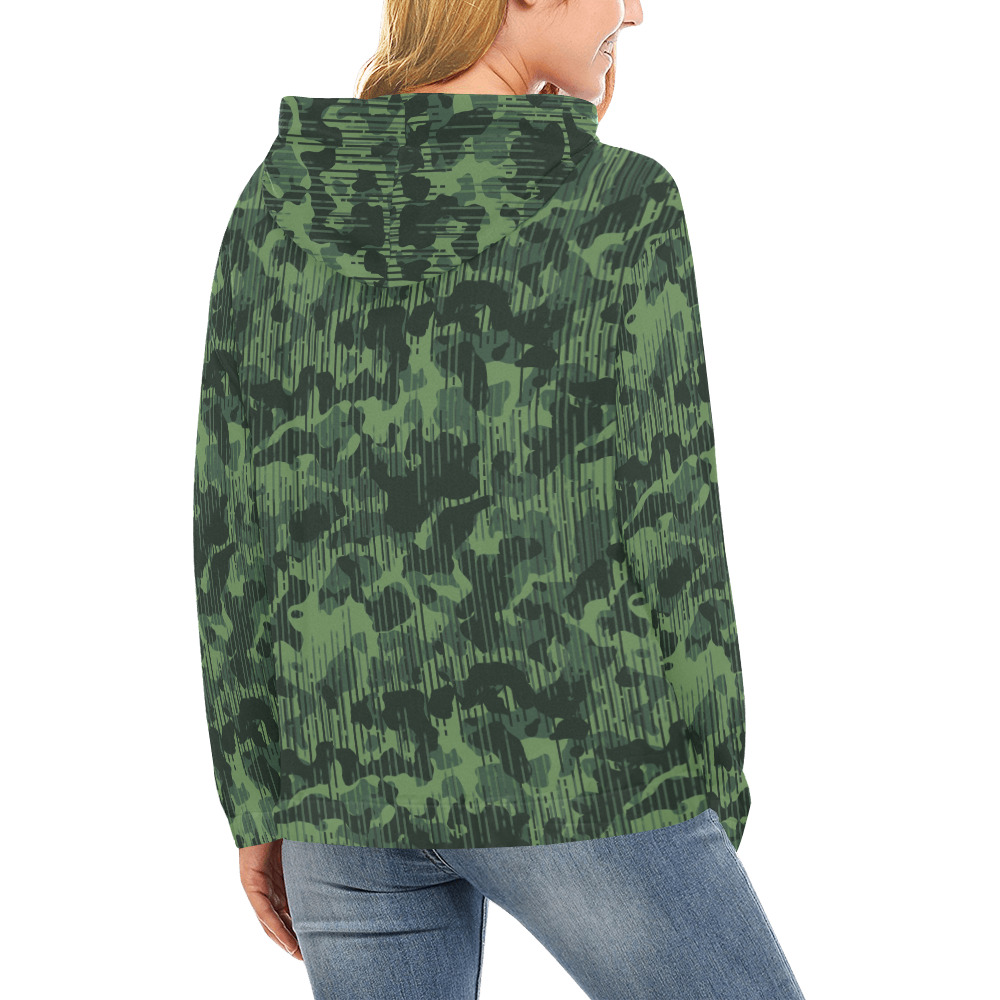 Basic Jungle Modern Camouflage All Over Print Hoodie for Women (USA Size) (Model H13)