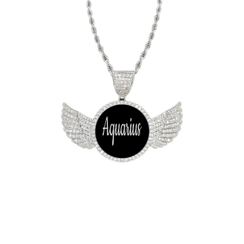 bb 1x1x Wings Silver Photo Pendant with Rope Chain