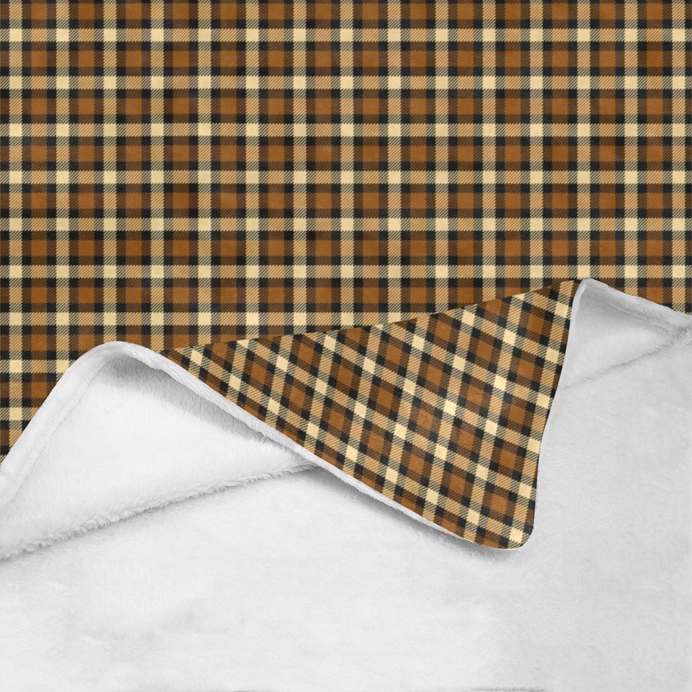 Autumn Brown Beige Plaid Ultra-Soft Micro Fleece Blanket 54"x70"