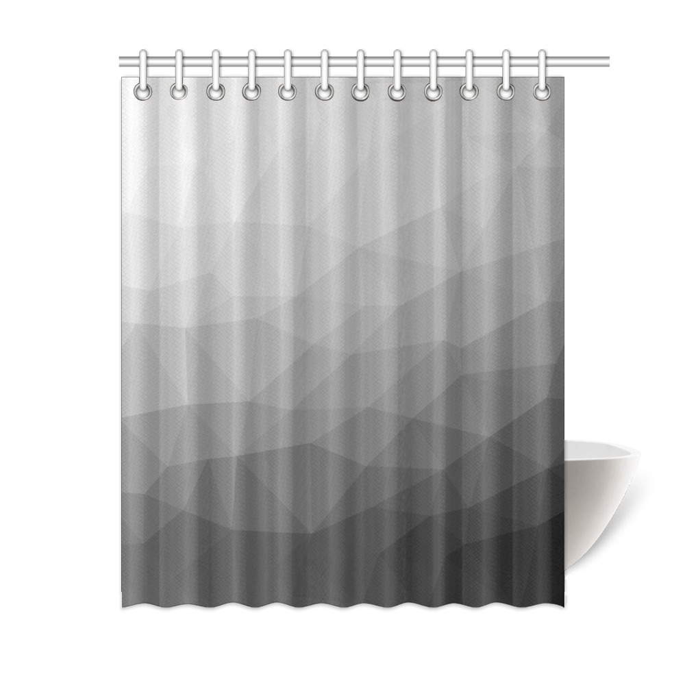 Grey Gradient Geometric Mesh Pattern Shower Curtain 60"x72"