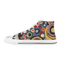Fantastic colorful rings, dots abstract art. Women's Classic High Top Canvas Shoes (Model 017)