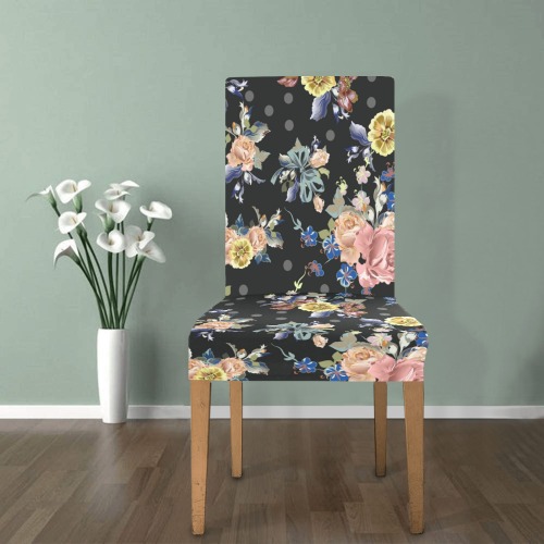 Peach Flower Dreams Removable Dining Chair Cover