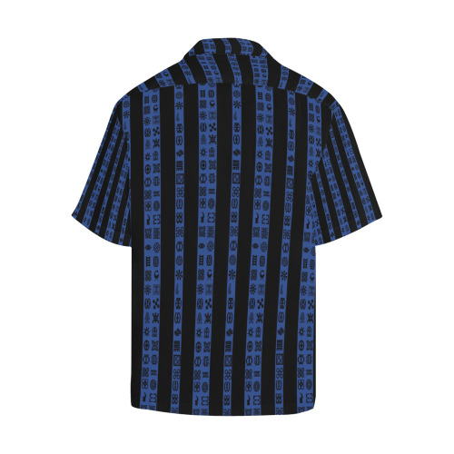 Adinkra Stripes Black And Blue Hawaiian Shirt (Model T58)