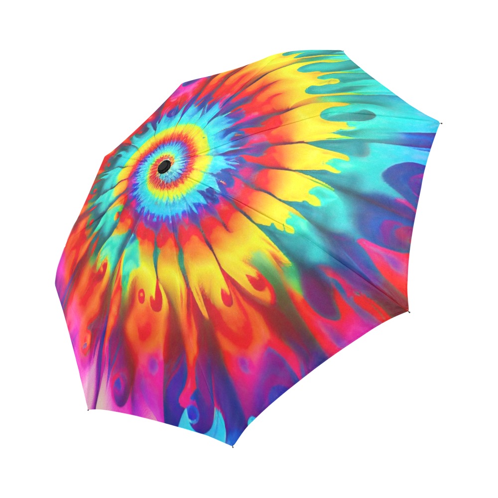 Tie Dye Bright Rainbow 13 Auto-Foldable Umbrella (Model U04)