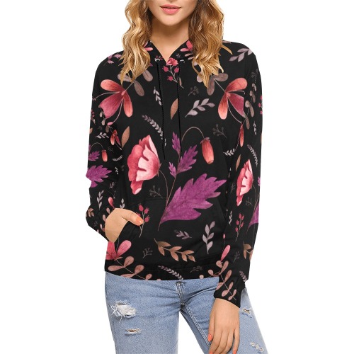 Folcloric Florals All Over Print Hoodie for Women (USA Size) (Model H13)