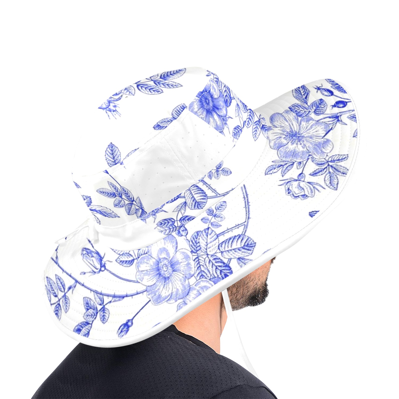 TOILE DE JOUY BLUE 6 Wide Brim Bucket Hat