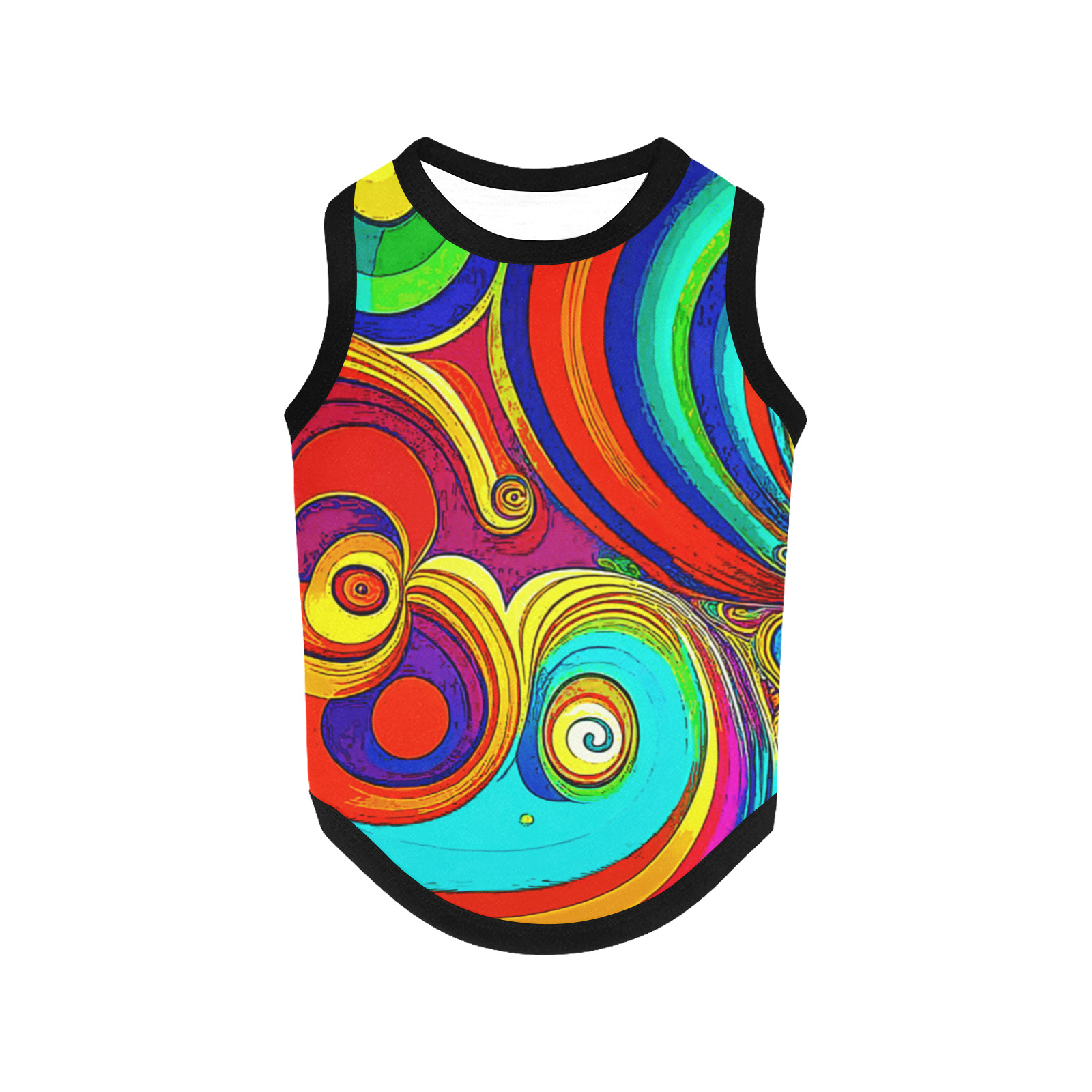 Colorful Groovy Rainbow Swirls All Over Print Pet Tank Top