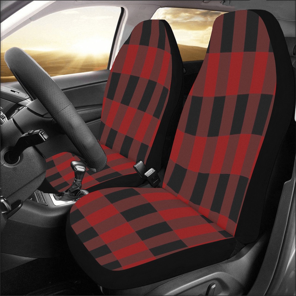 Red Black Plaid Car Seat Covers (Set of 2&2 Separated Designs)
