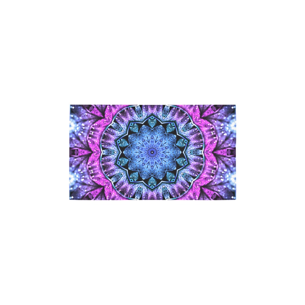 Glossy blue and purple fractal mandala, digital artwork for creative graphic design bathmat Bath Rug 16''x 28''