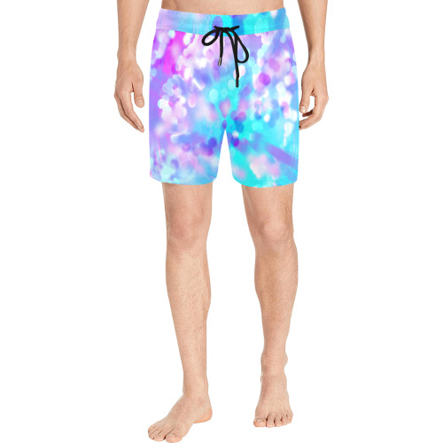 Purple And Blue Bokeh 7518 Men's Mid-Length Swim Shorts (Model L39)