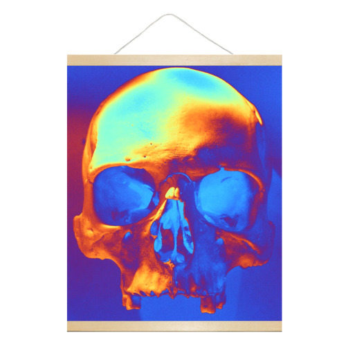 Skull in Blue and Gold Hanging Poster 16"x20"