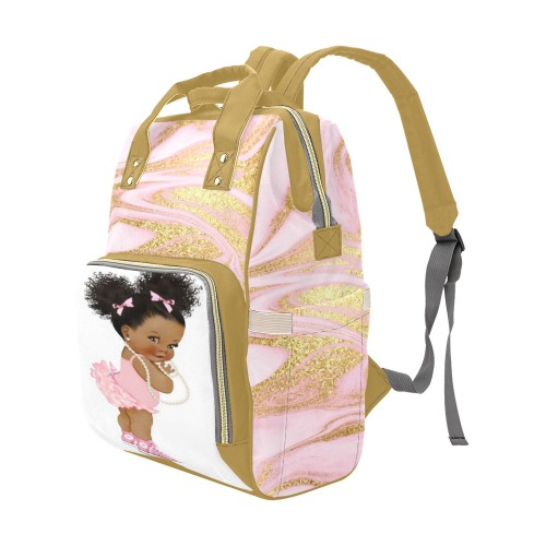 pink/gold babygirl Multi-Function Diaper Backpack/Diaper Bag (Model 1688)