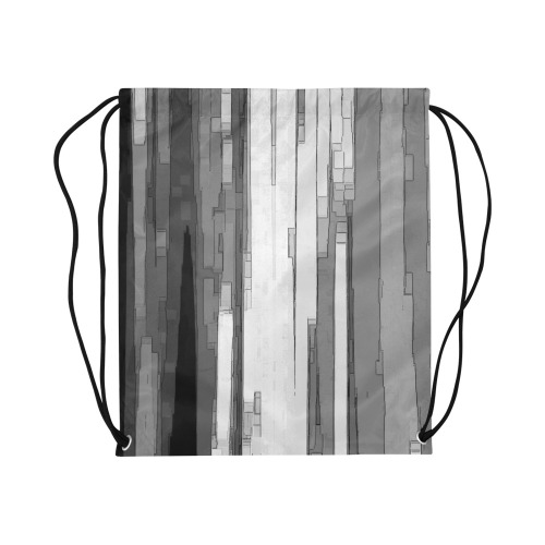 Greyscale Abstract B&W Art Large Drawstring Bag Model 1604 (Twin Sides)  16.5"(W) * 19.3"(H)