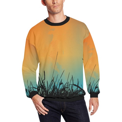Sunset Colorful Men's Oversized Fleece Crew Sweatshirt (Model H18)