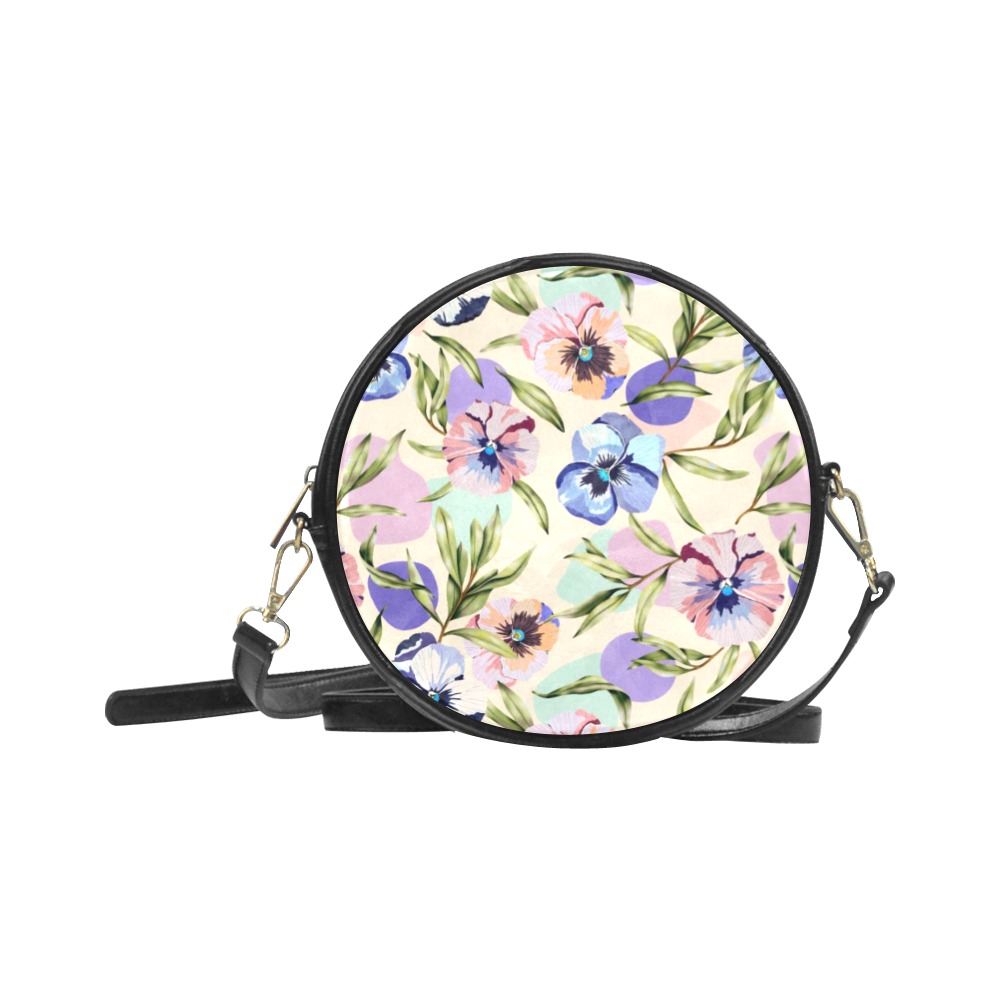 Beautiful tropical garden pastel colors Round Sling Bag (Model 1647)