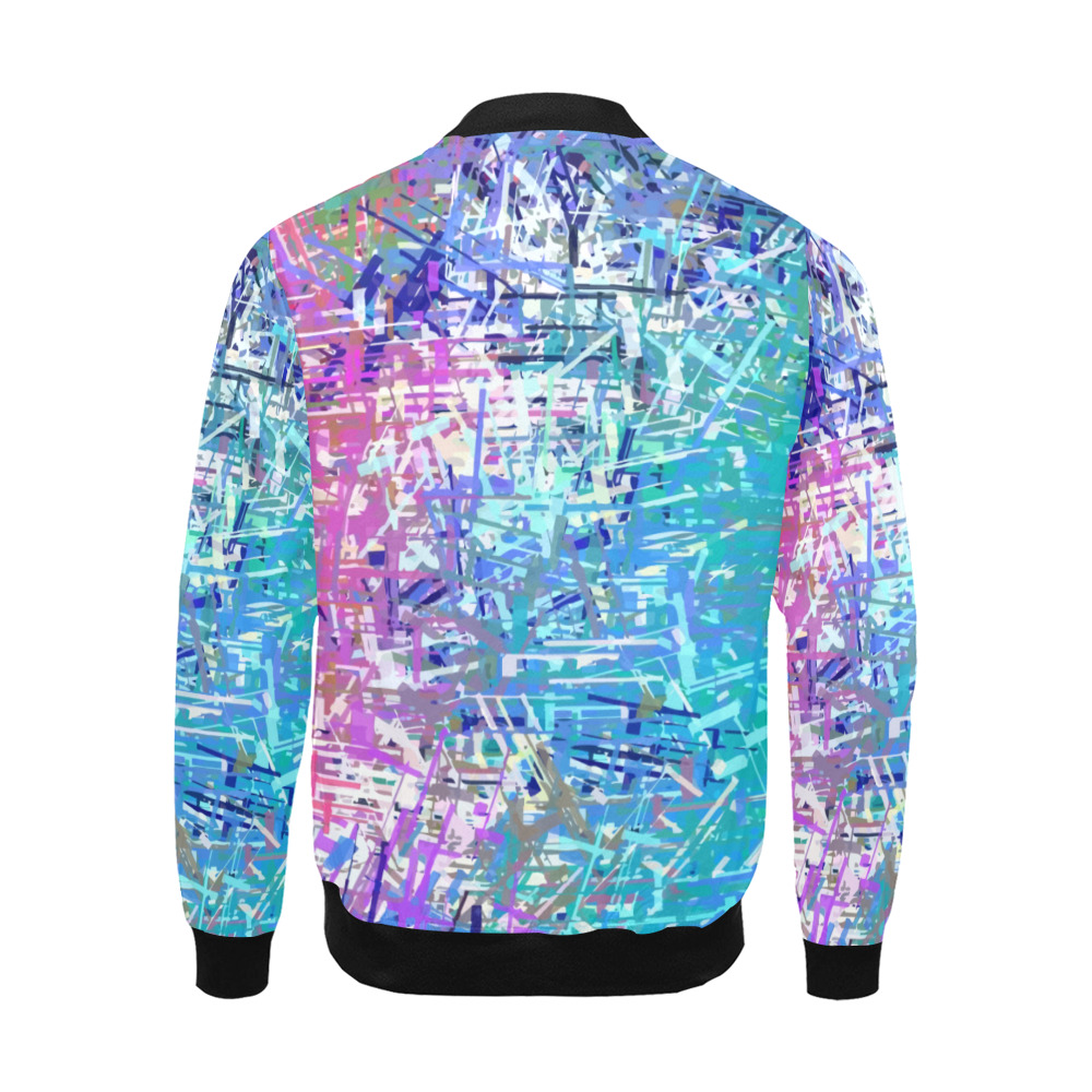 Grunge Urban Graffiti Pink Turquoise Paint Splatter Texture All Over Print Bomber Jacket for Men (Model H19)