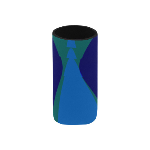 Dimensional Blue Abstract 915 Neoprene Can Cooler 5" x 2.3" dia.