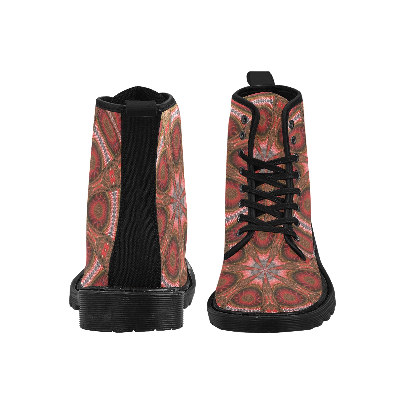 Indian Beaded Cupola Fractal Abstract Kaleidoscope Mandala Martin Boots for Women (Black) (Model 1203H)