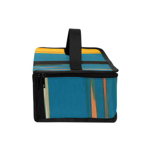 Black Turquoise And Orange Go! Abstract Art Portable Insulated Lunch Bag (Model 1727)