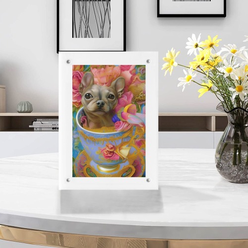 Teacups Puppies 7 Acrylic Magnetic Photo Frame 5"x7"
