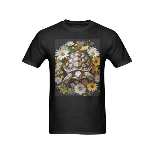 tortoise against a black background Men's T-Shirt in USA Size (Front Printing Only)