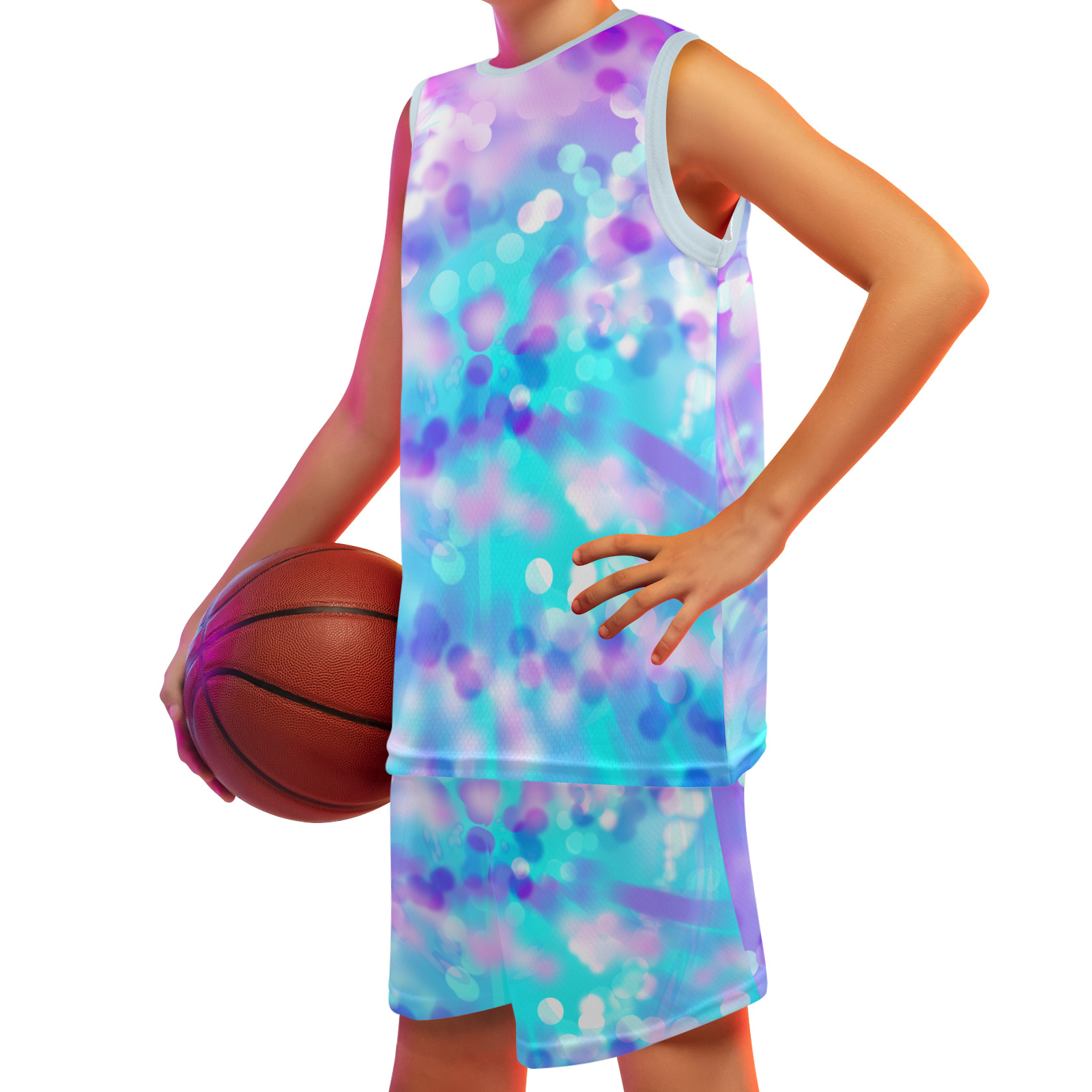 Purple And Blue Bokeh 7518 Big Boys' Basketball Uniform