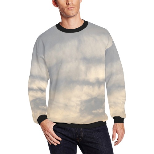 Rippled Cloud Collection Men's Oversized Fleece Crew Sweatshirt (Model H18)