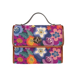 Beautiful Vintage Floral Tote Waterproof Canvas Bag-Brown (All Over Print) (Model 1641)