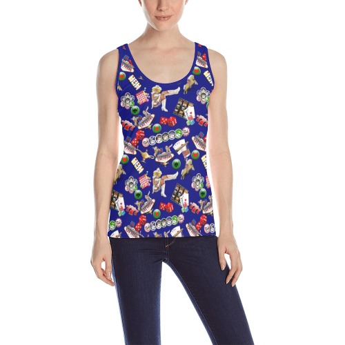 Las Vegas Icons Gamblers Delight / Blue All Over Print Tank Top for Women (Model T43)