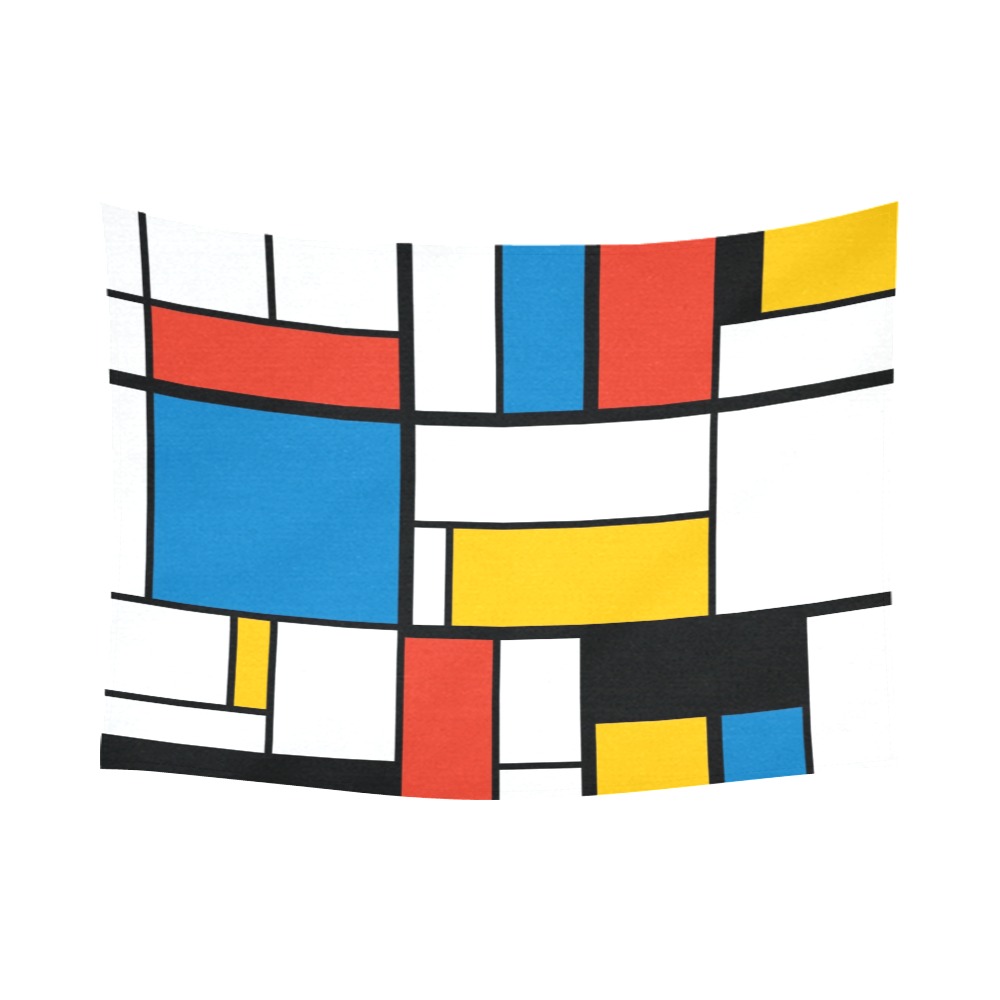 Mondrian De Stijl Modern Cotton Linen Wall Tapestry 80"x 60"