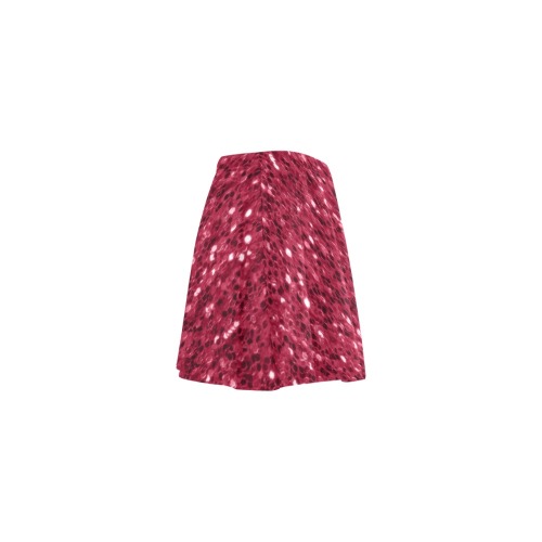 Magenta dark pink red faux sparkles glitter Mini Skating Skirt (Model D36)