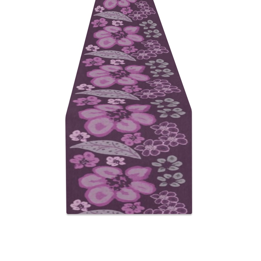 Unique Purple Floral Pattern Table Runner 14x72 inch