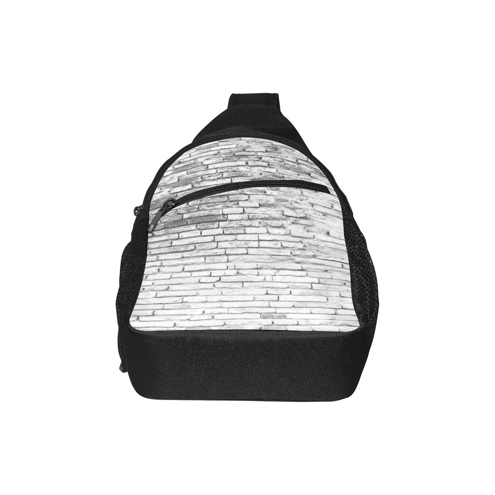 Cracked white grunge brick wall Chest Bag-Front Printing (Model 1719)