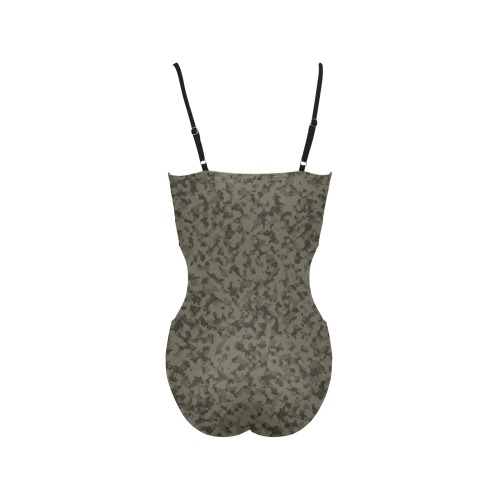 Olive Drab Spaghetti Strap Cut Out Sides Swimsuit (Model S28)