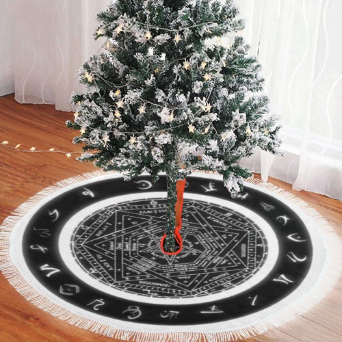 Witchcraft Circle Tree Thick Fringe Christmas Tree Skirt 60"x60"