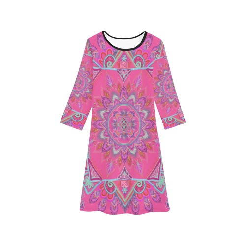 gamba pink Girls' Long Sleeve Dress (Model D59)