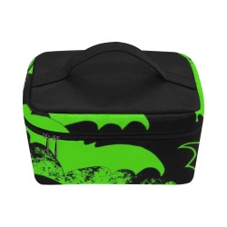 Black Bats In Flight Green Cosmetic Bag/Large (Model 1658)