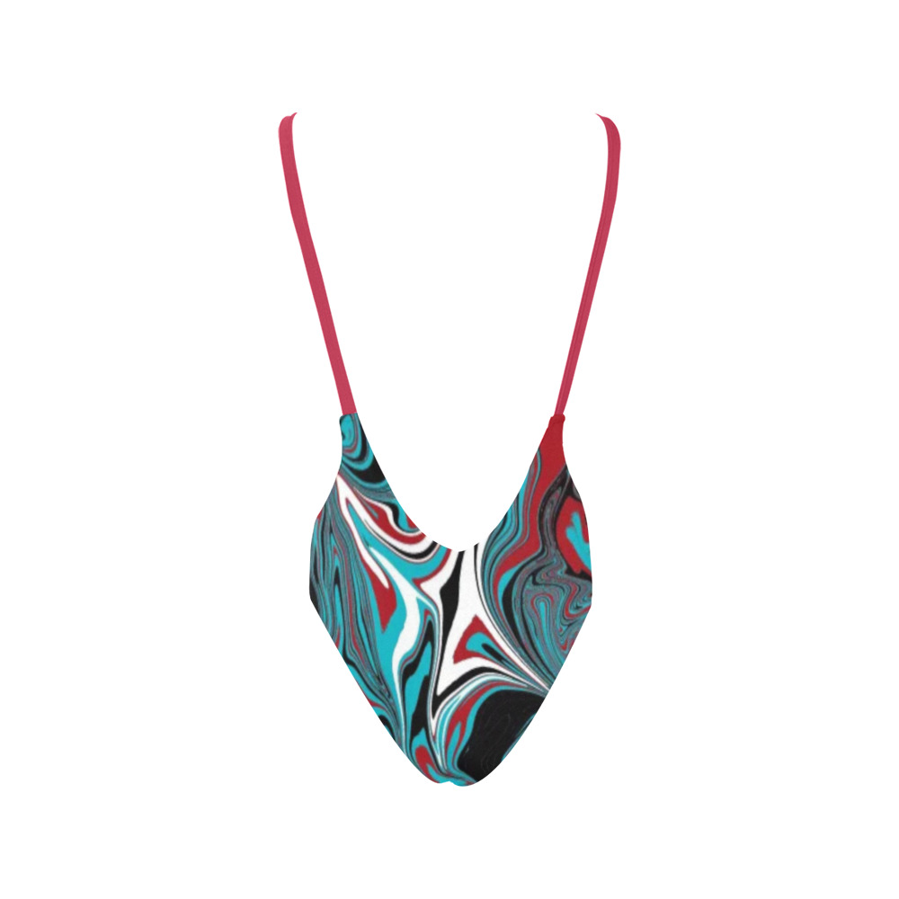 Dark Wave of Colors Sexy Low Back One-Piece Swimsuit (Model S09)