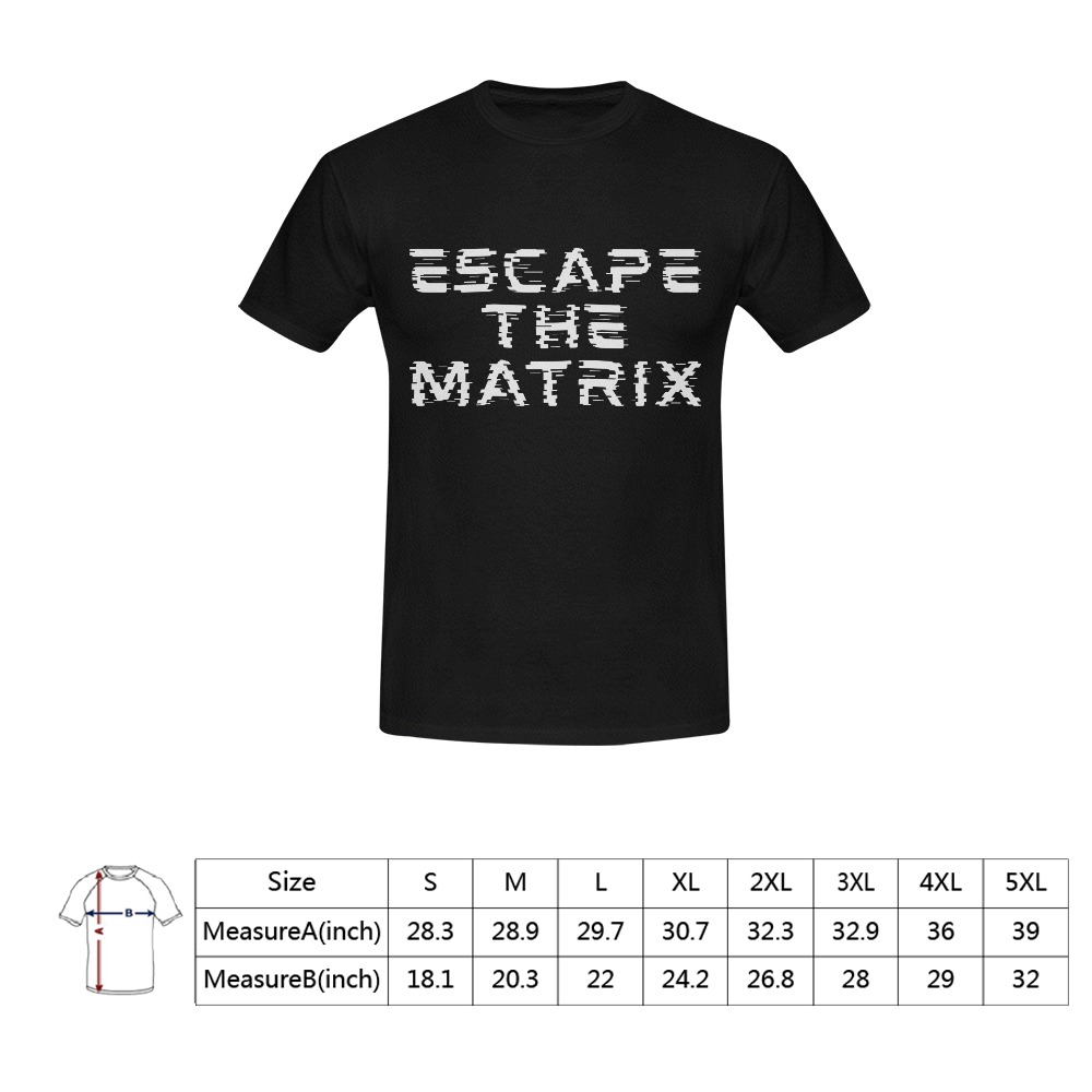 Escape The Matrix Black Edition Men's T-Shirt in USA Size (Front Printing Only)
