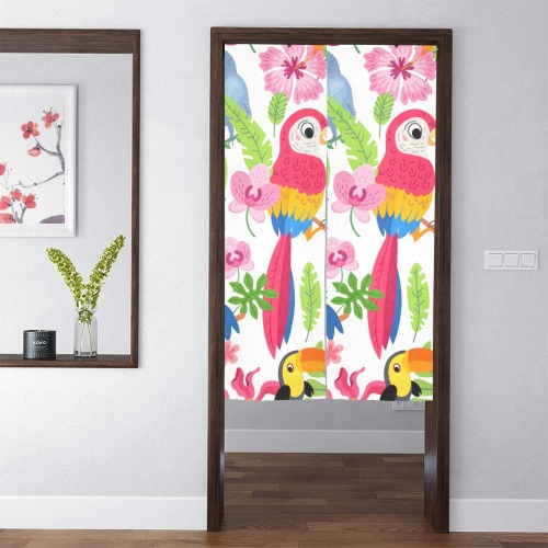 Tropical Birds Door Curtain Tapestry