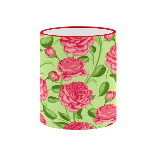 Tea Roses Custom Edge Color Mug (11oz)