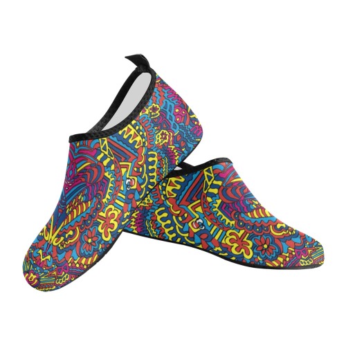 Groovy Doodle Colorful Art Kids' Slip-On Water Shoes (Model 056)
