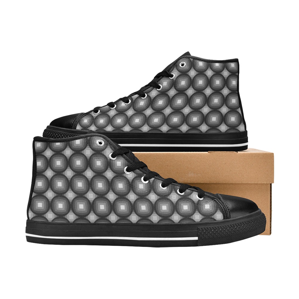 Black and White Print (D5623620) Men’s Classic High Top Canvas Shoes (Model 017)