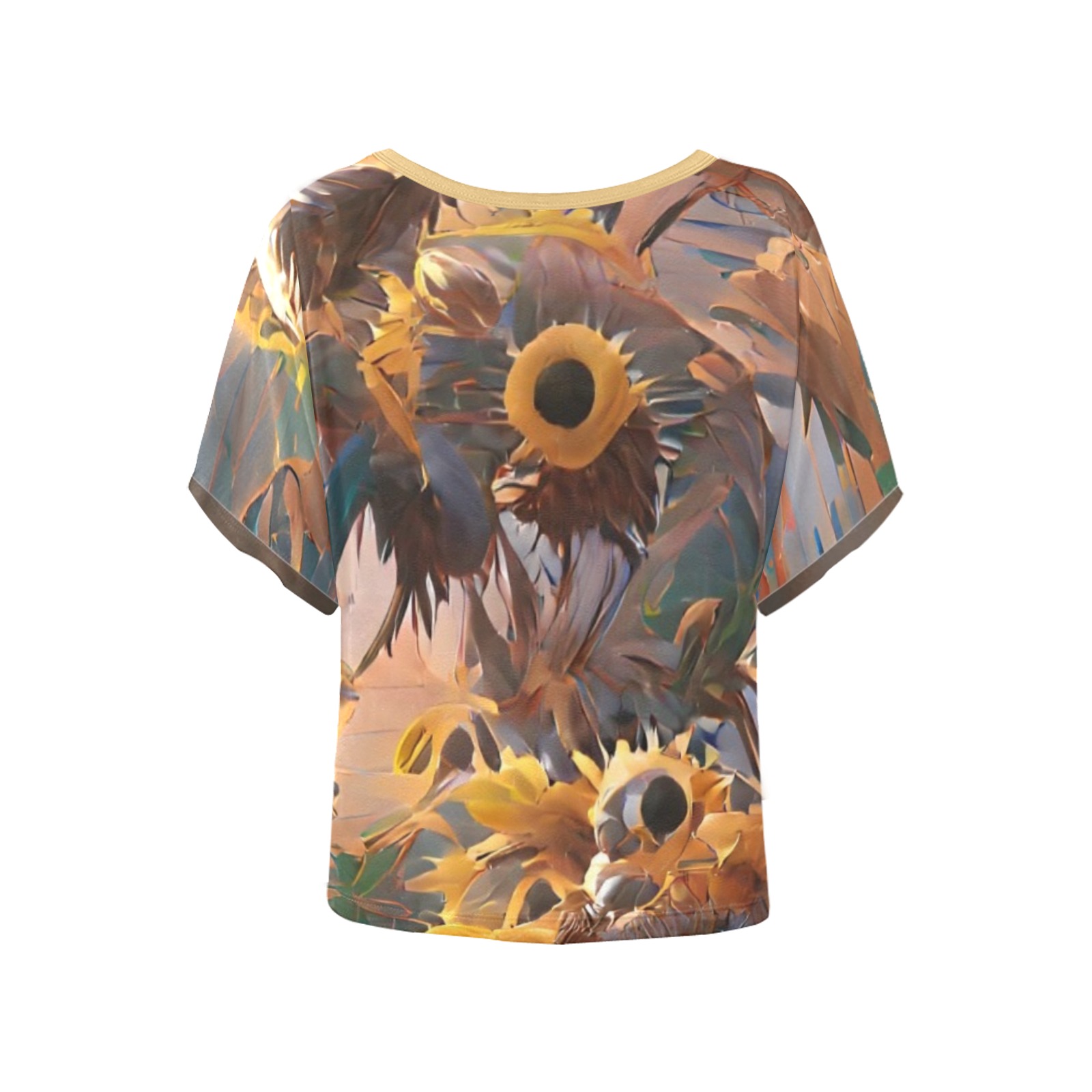 Sunflowers_TradingCard Women's Batwing-Sleeved Blouse T shirt (Model T44)
