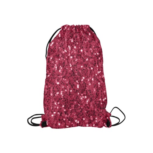 Magenta dark pink red faux sparkles glitter Small Drawstring Bag Model 1604 (Twin Sides) 11"(W) * 17.7"(H)