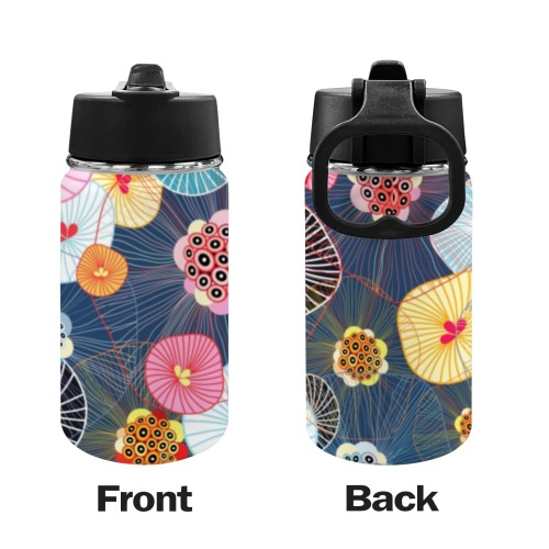 beautiful colorful abstract pattern cup Kids Water Bottle with Straw Lid (12 oz)