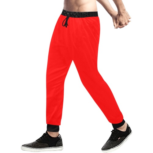 Merry Christmas Red Solid Color Men's All Over Print Sweatpants (Model L11)