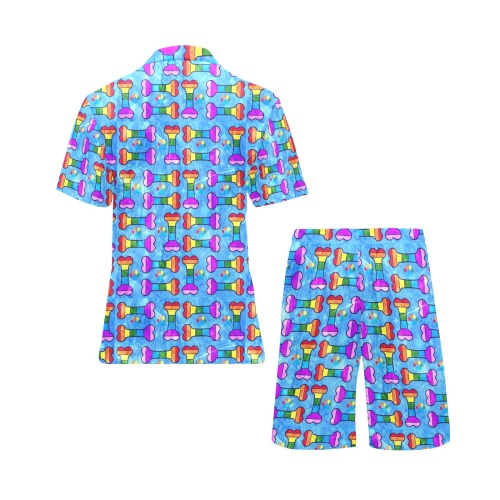 Rainbow Bones by Nico Bielow Men's V-Neck Short Pajama Set