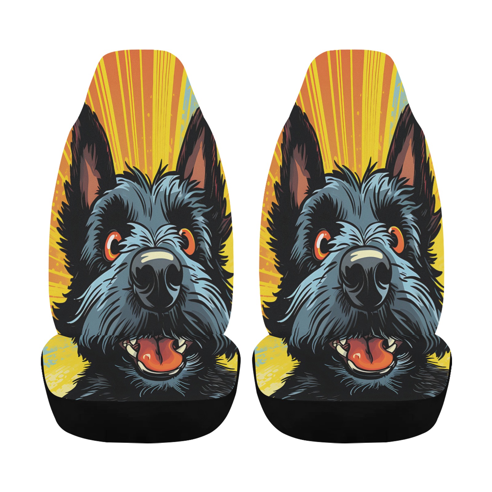Scottish Terrier Pop Art Car Seat Cover Airbag Compatible (Set of 2)