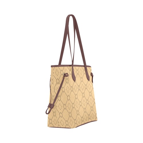 Pink and Brown Geometric Pattern 3 Clover Canvas Tote Bag (Model 1661)